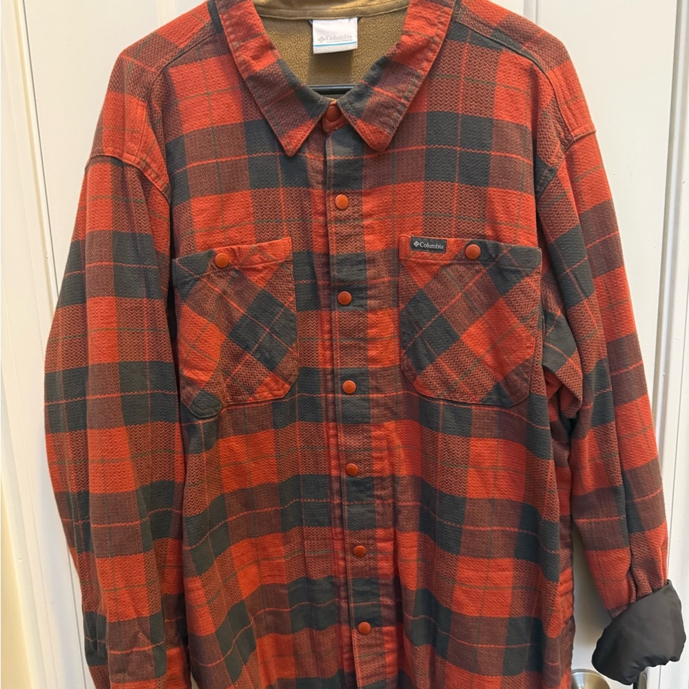 Columbia Orange and Grey Fleece lined Shirt Jacket